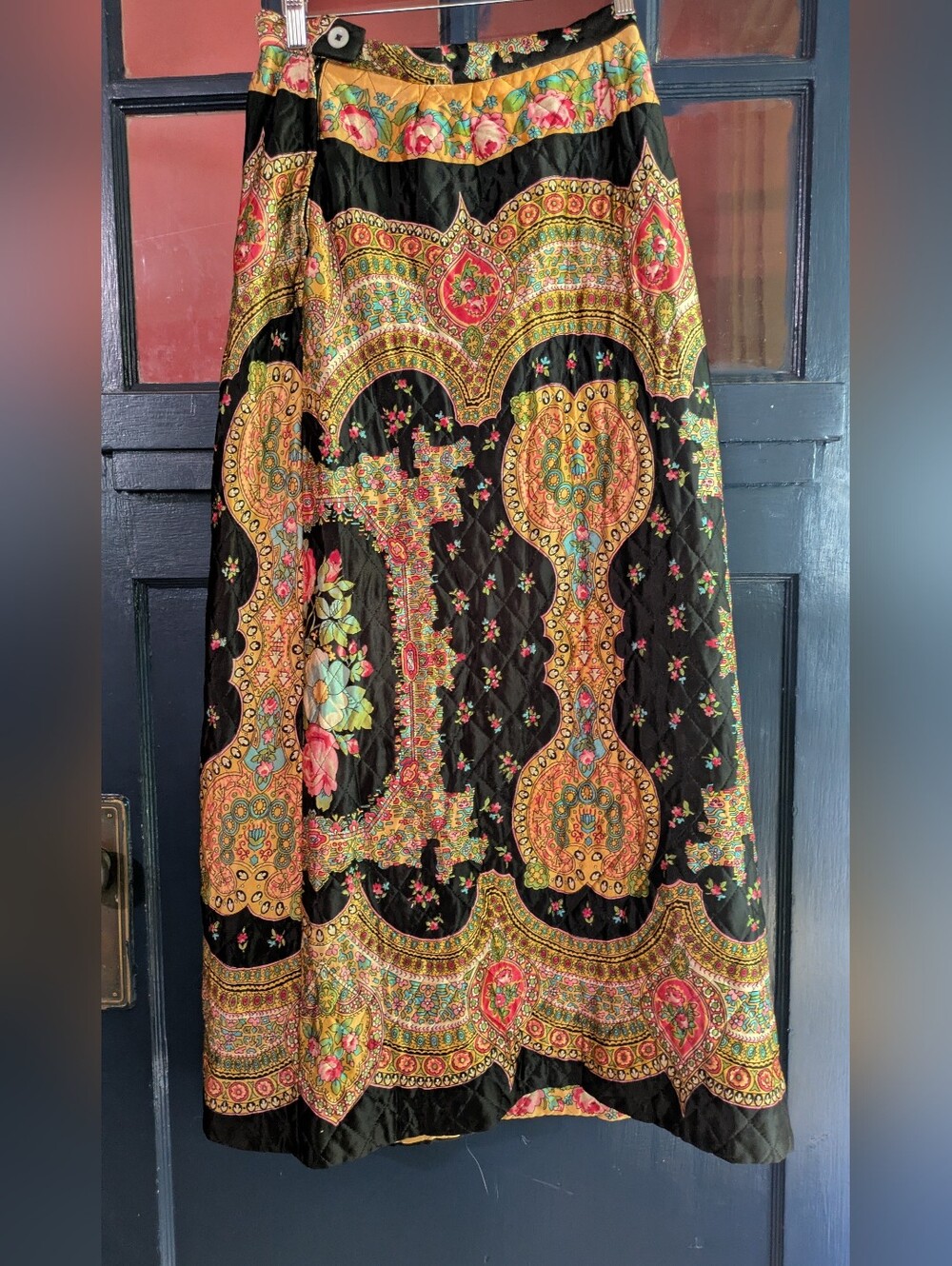 Vintage 70s Alex Colman paisley quilted maxi skirt